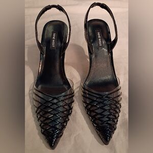 Nine West Women’s Size 9M Pemma Black Strappy Slingback Stiletto Pumps